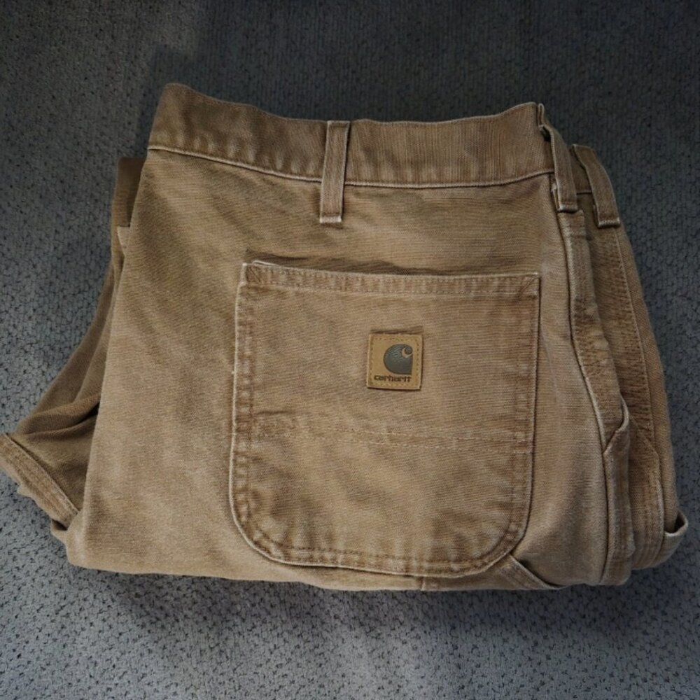 Carhartt Pants Mens 42x30 Brown B11 BRN Carpenter Dungaree Fit Workwear Canvas